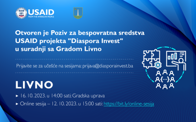 U ponedjeljak info dan o bespovratnim sredstvima projekta Diaspora Invest